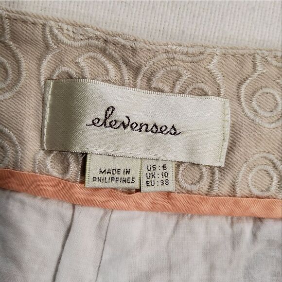 Anthropologie Elevenses Linen Blend Embroidered Shorts Size 6 - Picture 4 of 13